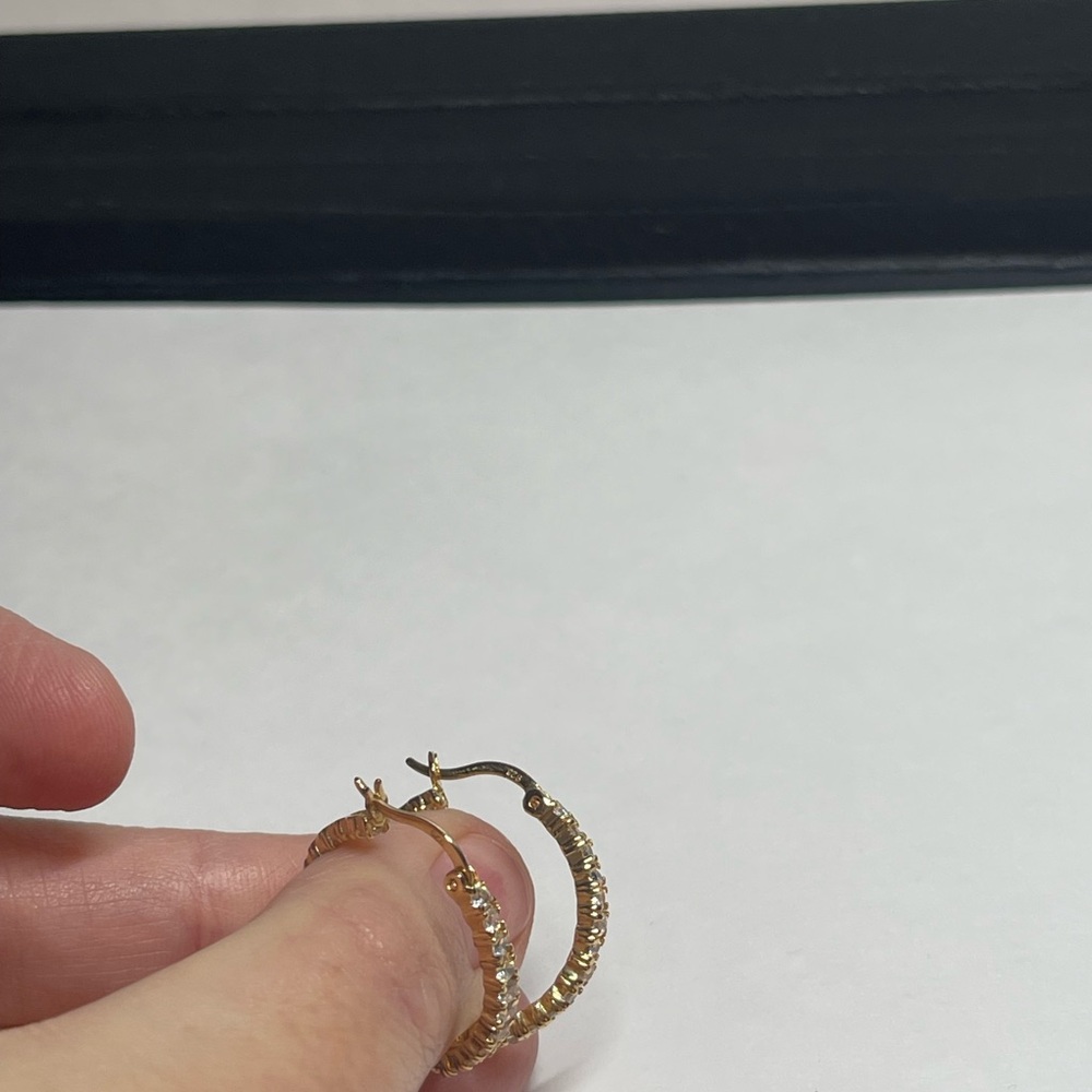 Elegant Gold and “diamond” Hoop Earrings - Picture 2 of 3